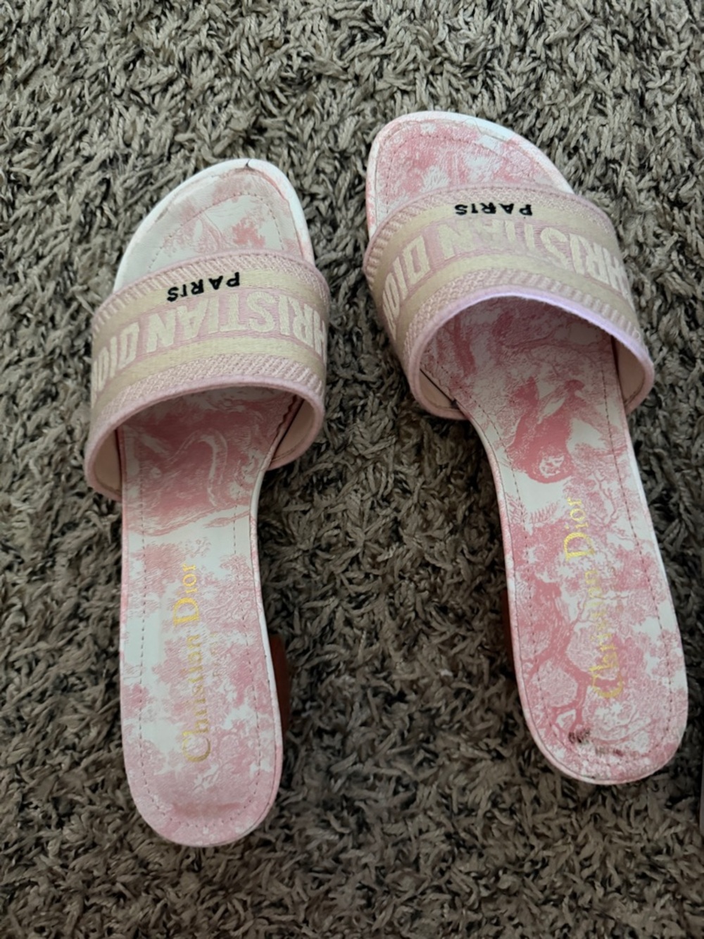 Dior Pink heels Slide  heels Sandals with box and paper bag